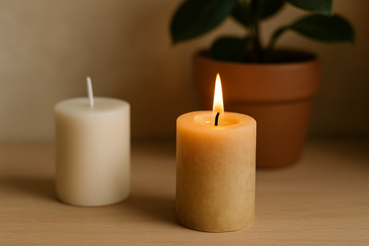 Lit and unlit different scented candles on table
