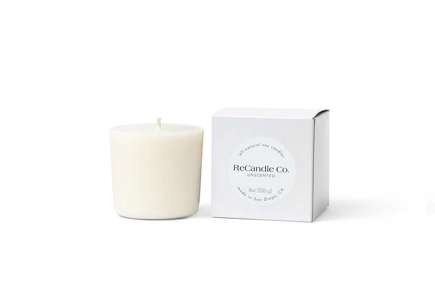 Unscented candle refillable for a ReCandle Co. refillable candle
