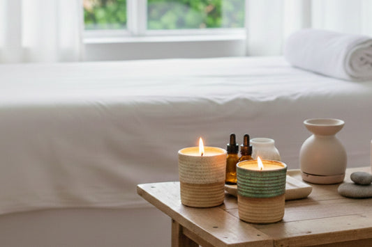 Room prepared for aromatherapy with ReCandleCo candles
