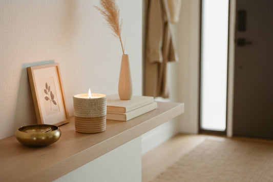 ReCandle Co Candle on the entry hall of a minimalistic decored home