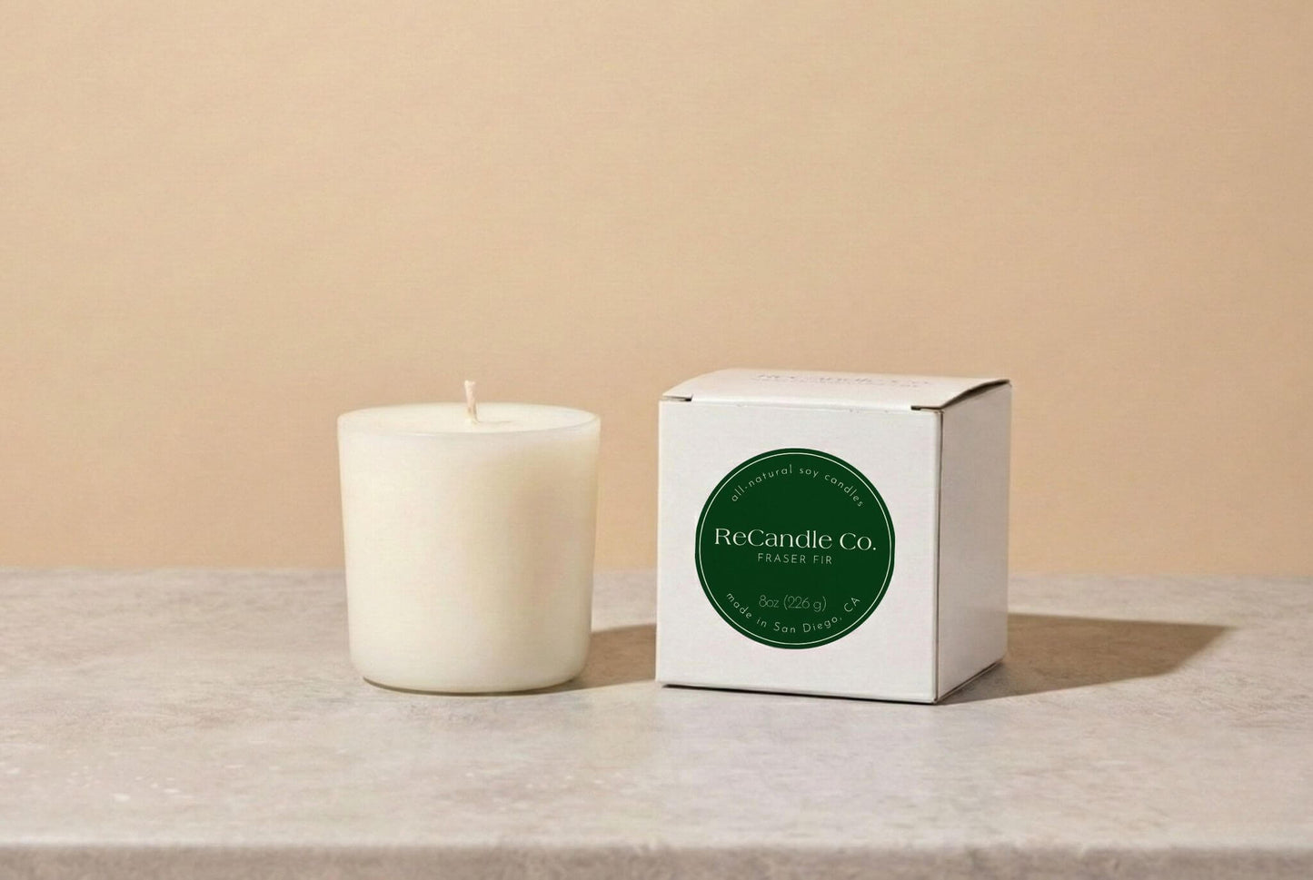 Fraser Fir natural soy candle refill for ReCandle Co. refillable candles