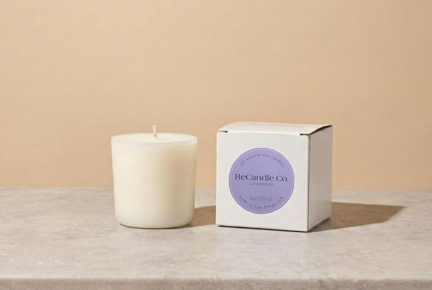 Lavender natural soy candle refill for ReCandle Co. refillable candles