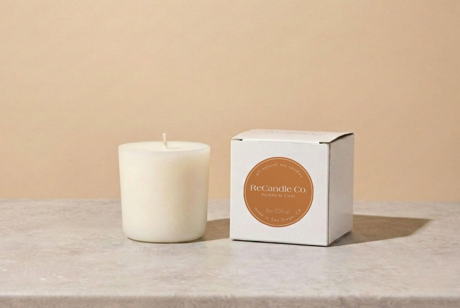 Pumpkin Chai natural soy candle refill for ReCandle Co. refillable candles