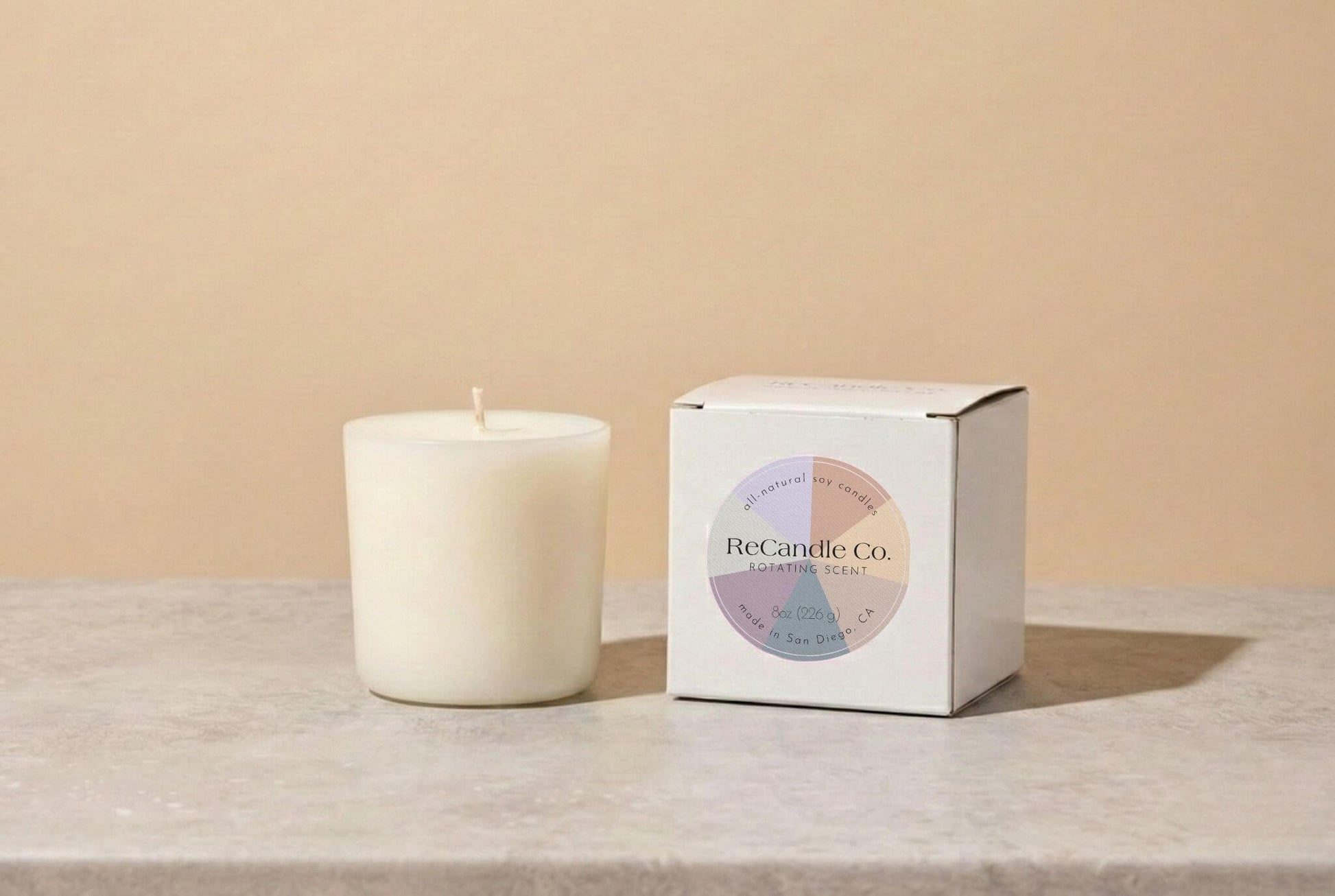 Rotating Scented natural soy candle refill for ReCandle Co. refillable candles
